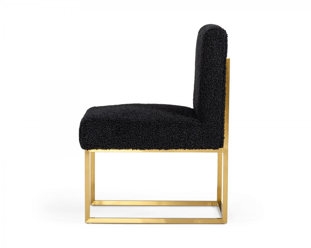 Set Of Two 23" Black And Gold Solid Color Parsons Chair By Homeroots | Armchairs | Modishstore - 3