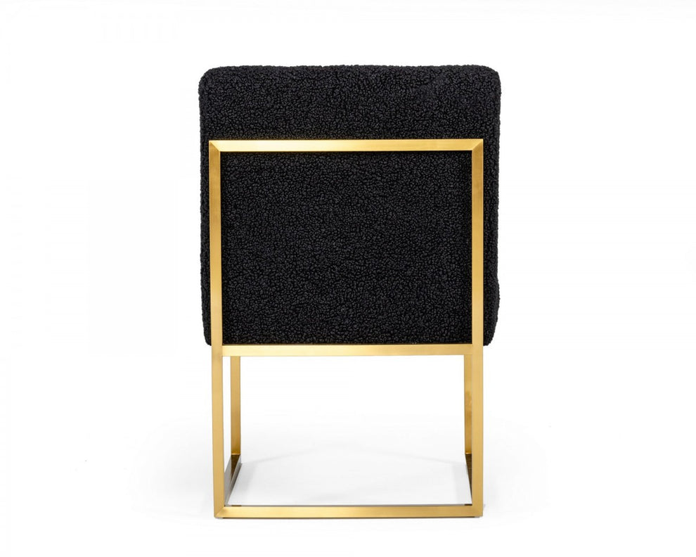 Set Of Two 23" Black And Gold Solid Color Parsons Chair By Homeroots | Armchairs | Modishstore - 4