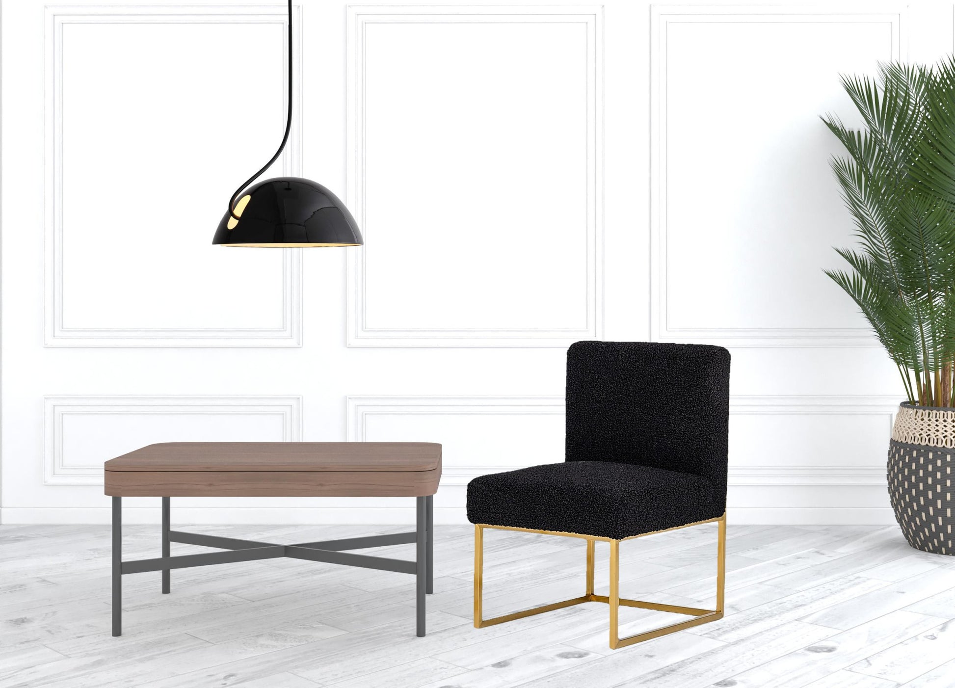 Set Of Two 23" Black And Gold Solid Color Parsons Chair By Homeroots | Armchairs | Modishstore - 5