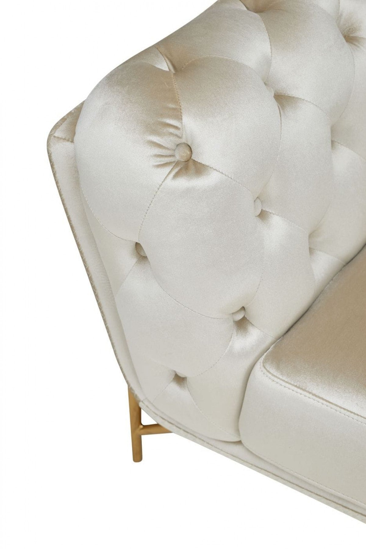 49" Beige And Gold Velvet Tufted Chesterfield Chair By Homeroots | Armchairs | Modishstore - 5