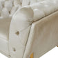49" Beige And Gold Velvet Tufted Chesterfield Chair By Homeroots