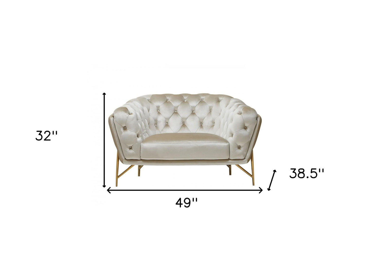 49" Beige And Gold Velvet Tufted Chesterfield Chair By Homeroots | Armchairs | Modishstore - 8