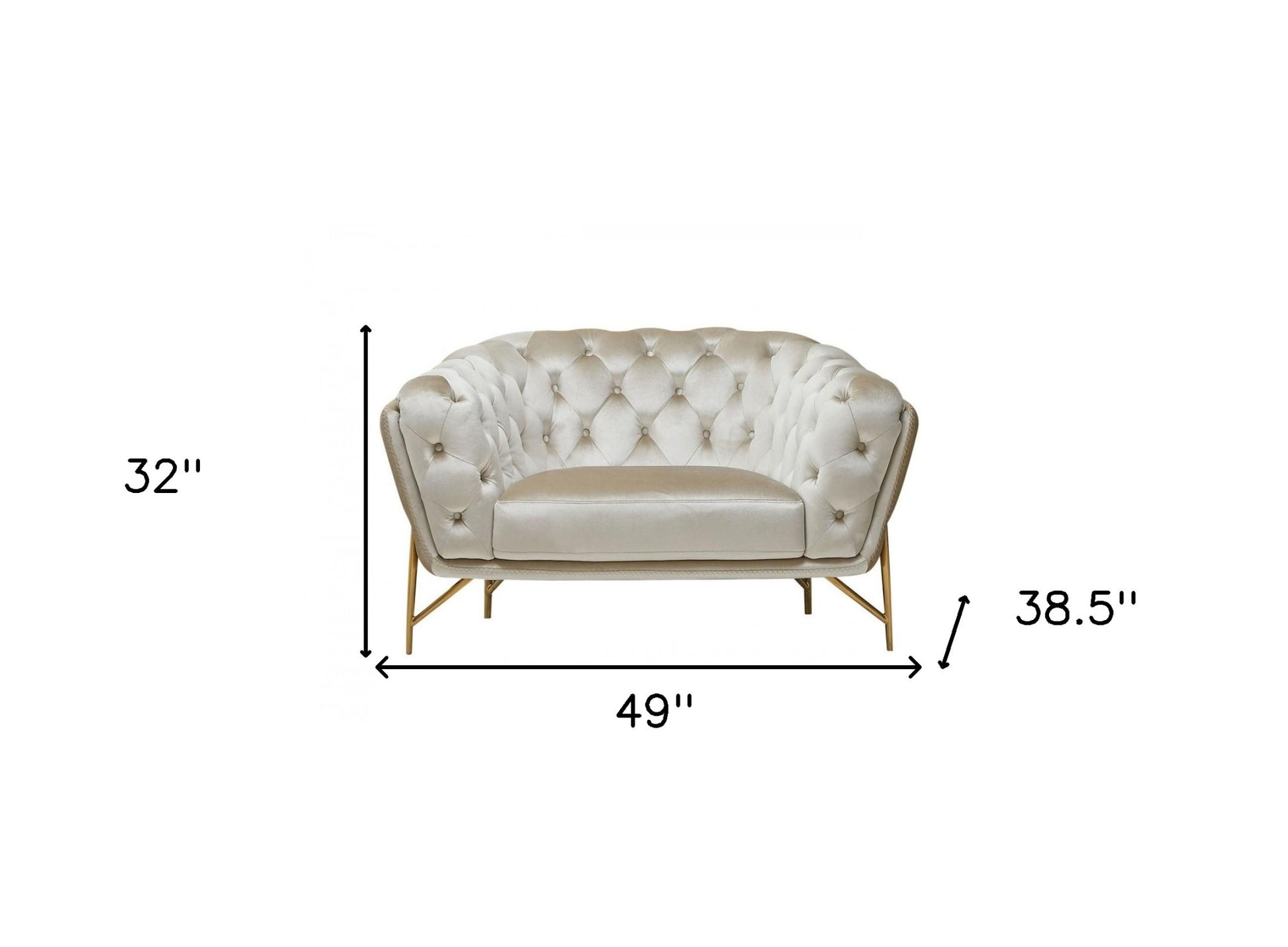 49" Beige And Gold Velvet Tufted Chesterfield Chair By Homeroots | Armchairs | Modishstore - 8