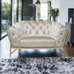 49" Beige And Gold Velvet Tufted Chesterfield Chair By Homeroots
