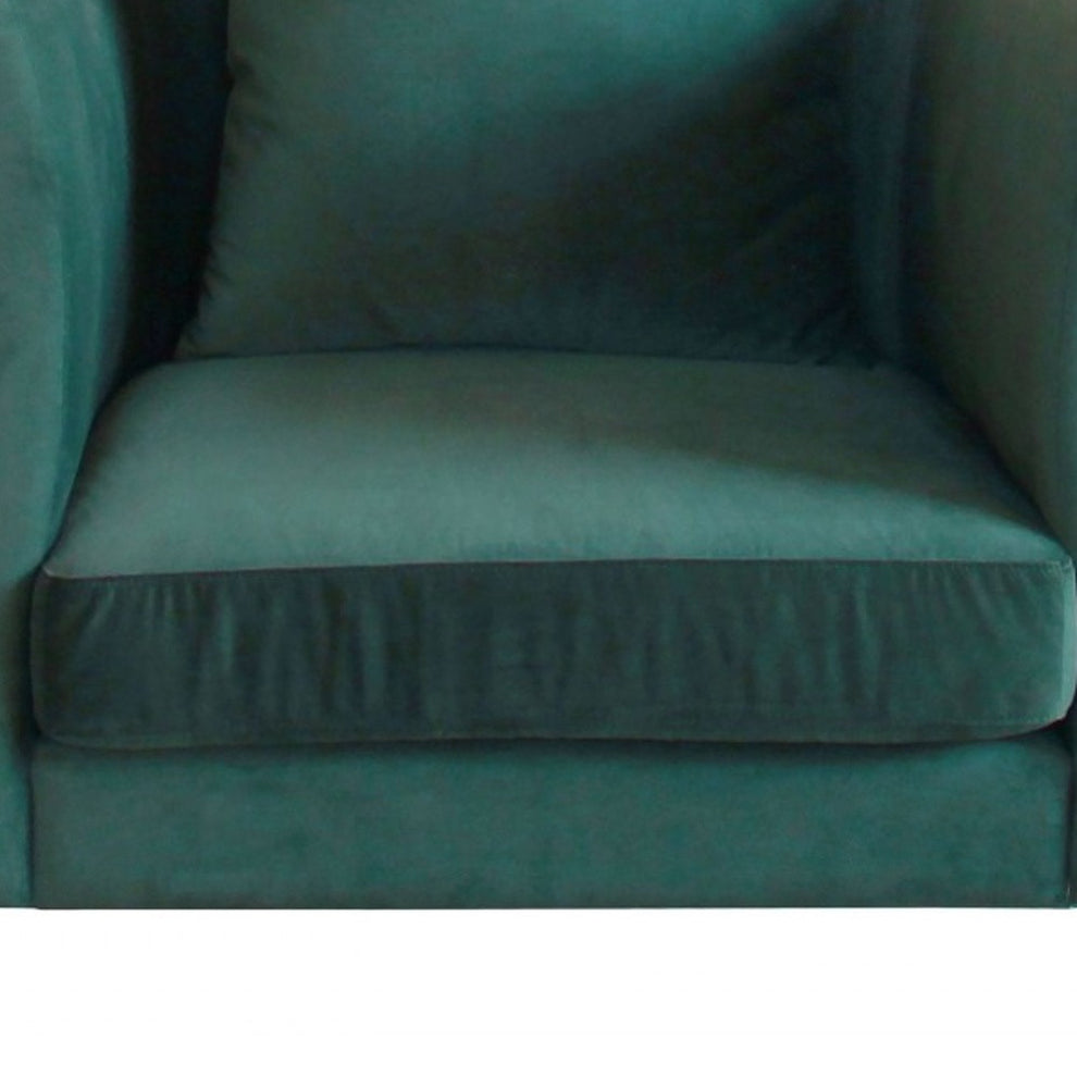32" Green Velvet And Black Solid Color Arm Chair By Homeroots | Armchairs | Modishstore - 4