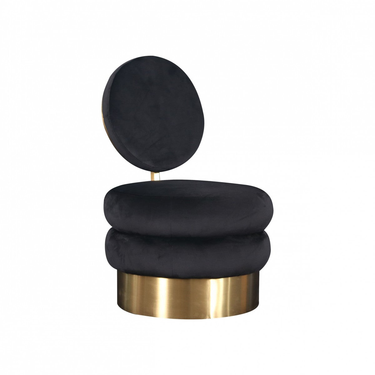 26" Black Velvet And Gold Contemporary Barrel Chair By Homeroots | Armchairs | Modishstore