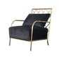 25" Black Velvet And Gold Solid Color Arm Chair By Homeroots