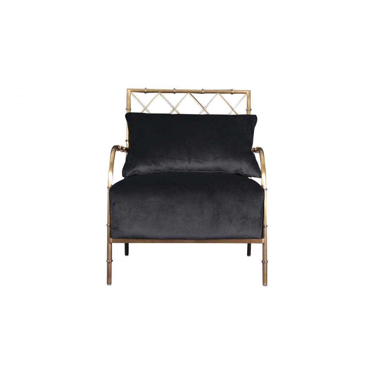 25" Black Velvet And Gold Solid Color Arm Chair By Homeroots | Armchairs | Modishstore - 2