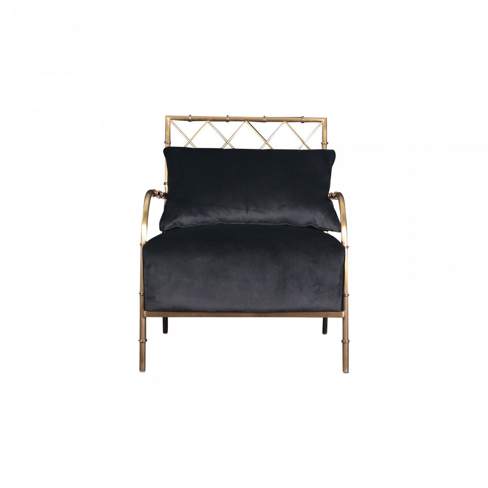 25" Black Velvet And Gold Solid Color Arm Chair By Homeroots | Armchairs | Modishstore - 2