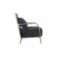 25" Black Velvet And Gold Solid Color Arm Chair By Homeroots
