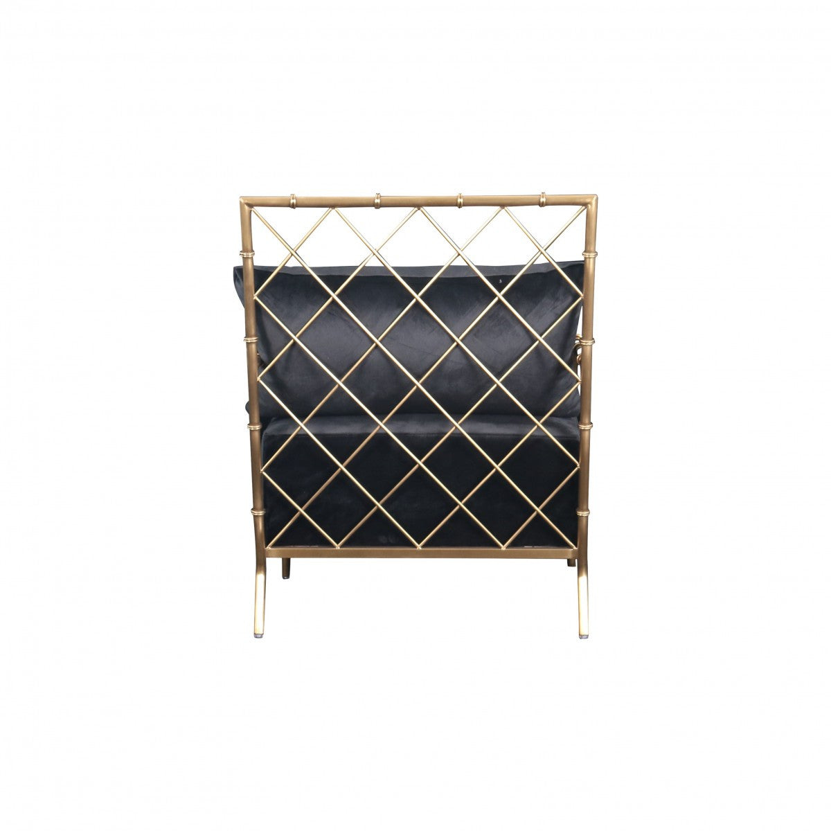 25" Black Velvet And Gold Solid Color Arm Chair By Homeroots | Armchairs | Modishstore - 4