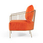 27" Orange Velvet And Gold Solid Color Arm Chair By Homeroots