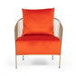 27" Orange Velvet And Gold Solid Color Arm Chair By Homeroots | Armchairs | Modishstore - 4