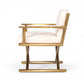 27" White Sherpa And Gold Directors Arm Chair By Homeroots
