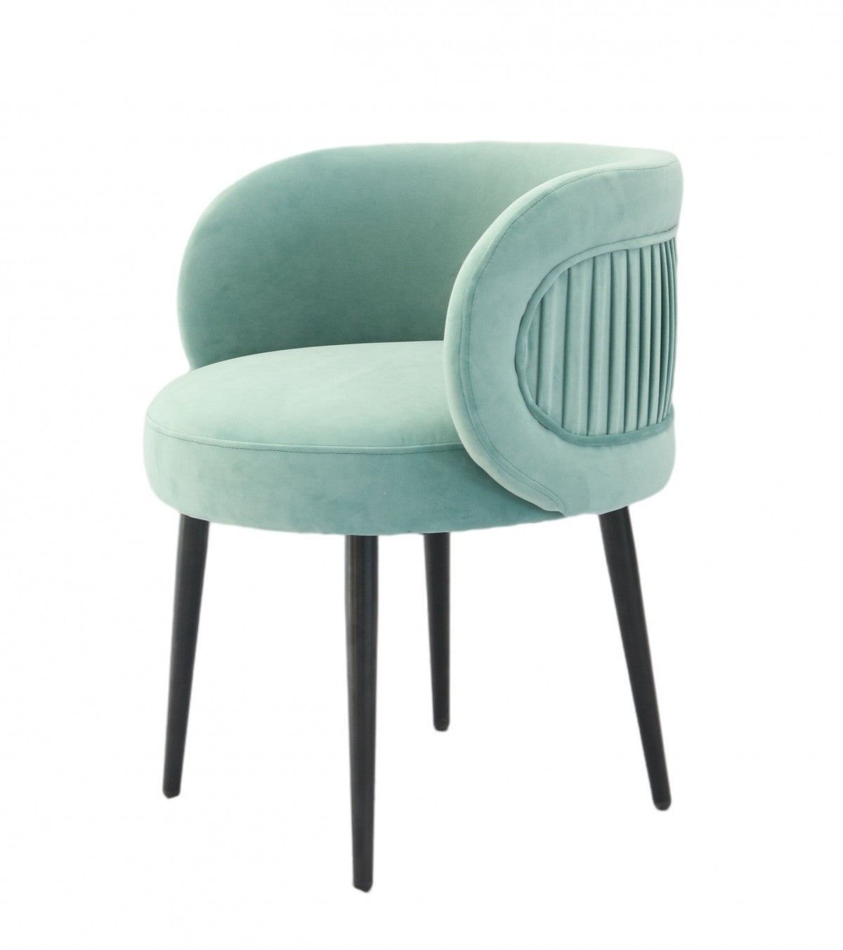24" Teal Velvet And Black Solid Color Arm Chair By Homeroots | Armchairs | Modishstore