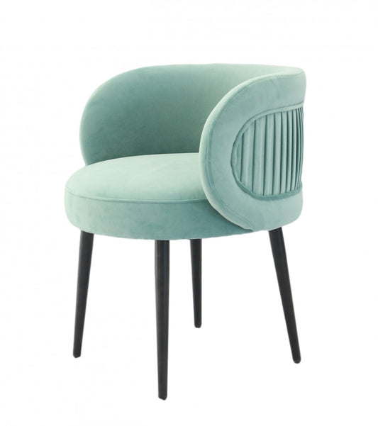 24" Teal Velvet And Black Solid Color Arm Chair By Homeroots | Armchairs | Modishstore