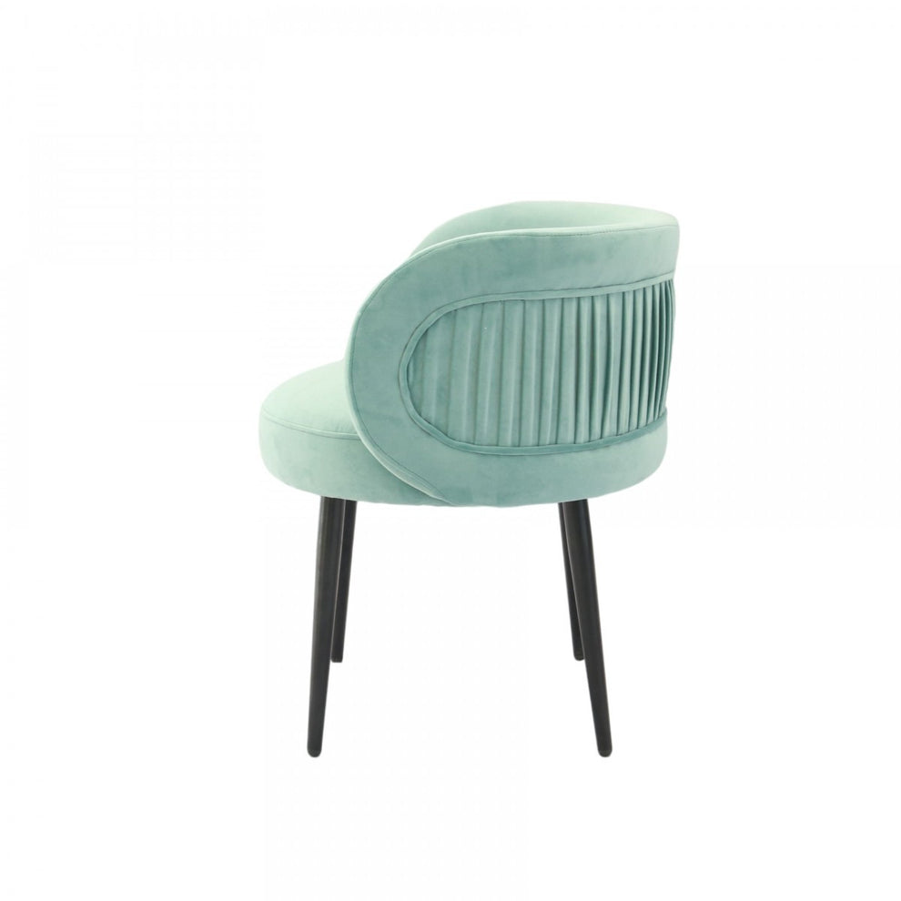 24" Teal Velvet And Black Solid Color Arm Chair By Homeroots | Armchairs | Modishstore - 3