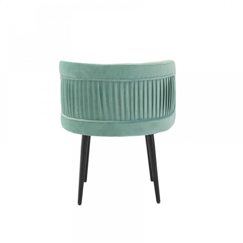 24" Teal Velvet And Black Solid Color Arm Chair By Homeroots | Armchairs | Modishstore - 4