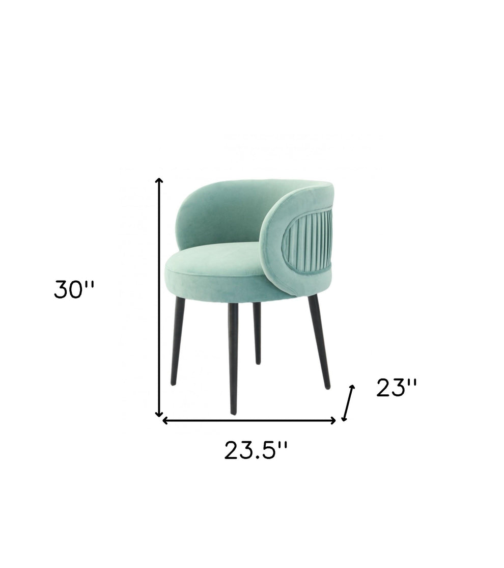 24" Teal Velvet And Black Solid Color Arm Chair By Homeroots | Armchairs | Modishstore - 6