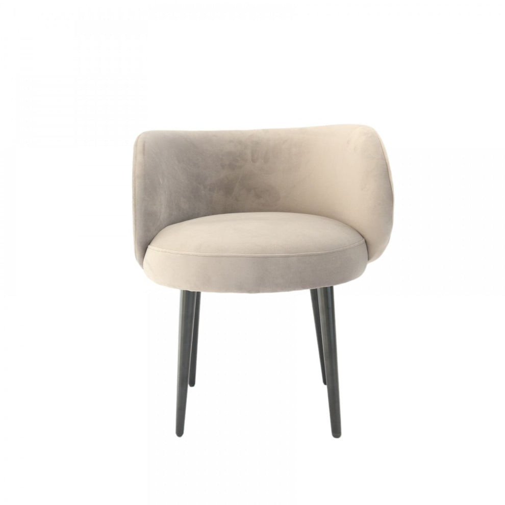 24" Grey Velvet And Black Solid Color Arm Chair By Homeroots | Armchairs | Modishstore - 2