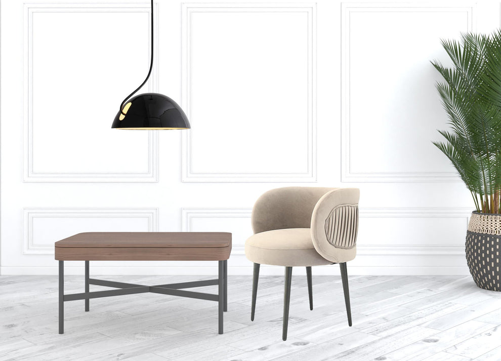 24" Grey Velvet And Black Solid Color Arm Chair By Homeroots | Armchairs | Modishstore - 5