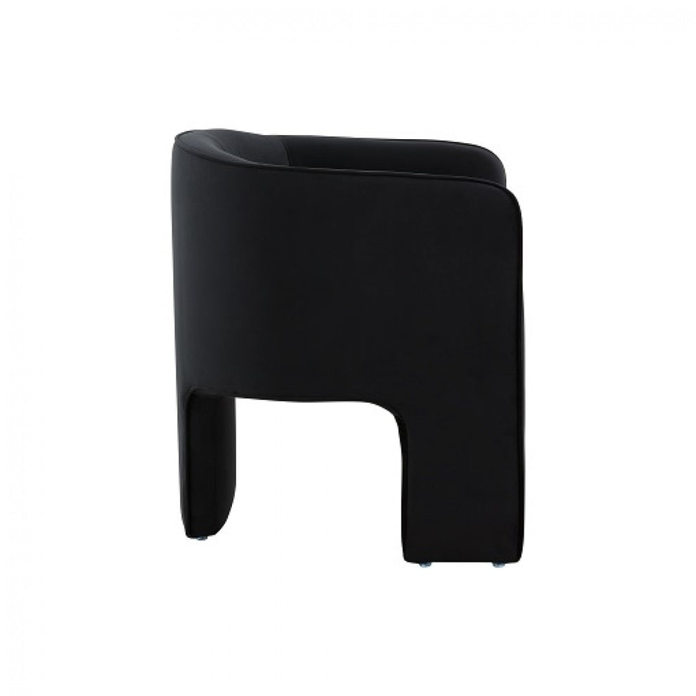 24" Black Velvet Mod Three Leg Arm Chair By Homeroots | Armchairs | Modishstore - 2
