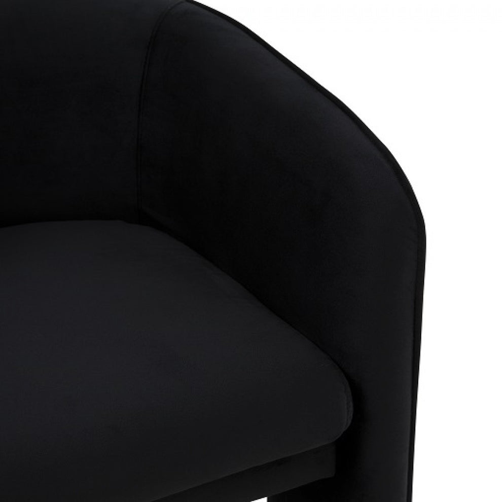 24" Black Velvet Mod Three Leg Arm Chair By Homeroots | Armchairs | Modishstore - 5