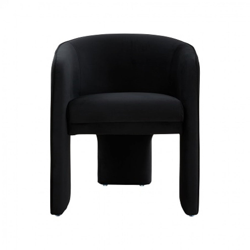 24" Black Velvet Mod Three Leg Arm Chair By Homeroots | Armchairs | Modishstore - 3