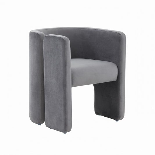 24" Grey Velvet Asymmetrical Base Arm Chair By Homeroots | Armchairs | Modishstore
