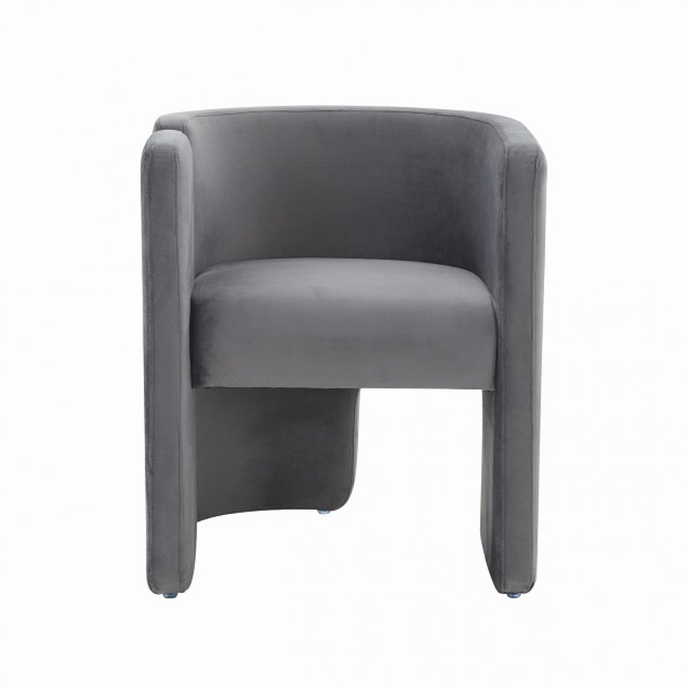 24" Grey Velvet Asymmetrical Base Arm Chair By Homeroots | Armchairs | Modishstore - 2