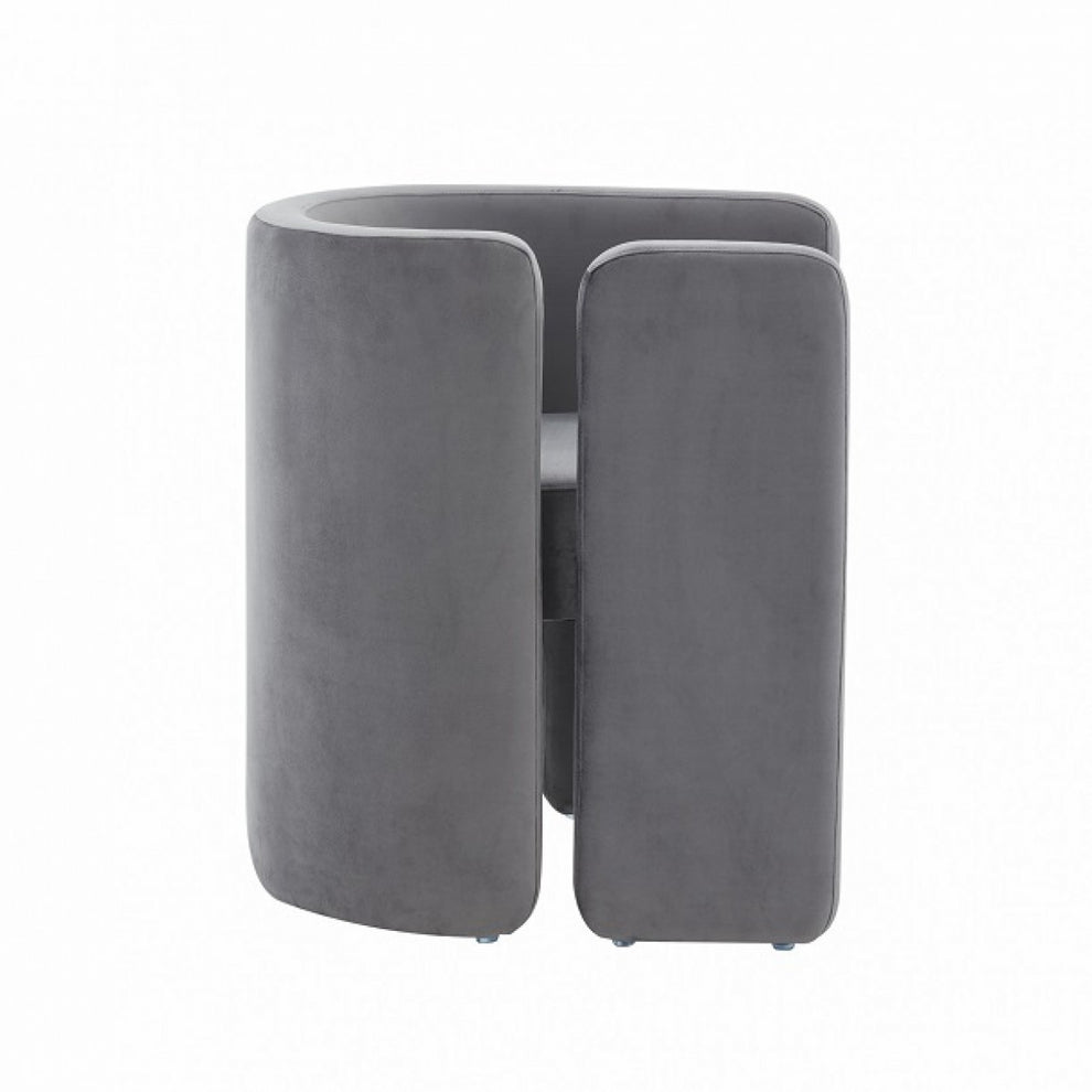 24" Grey Velvet Asymmetrical Base Arm Chair By Homeroots | Armchairs | Modishstore - 3