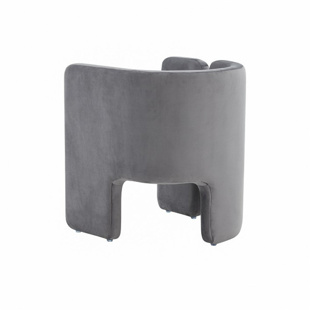 24" Grey Velvet Asymmetrical Base Arm Chair By Homeroots | Armchairs | Modishstore - 4