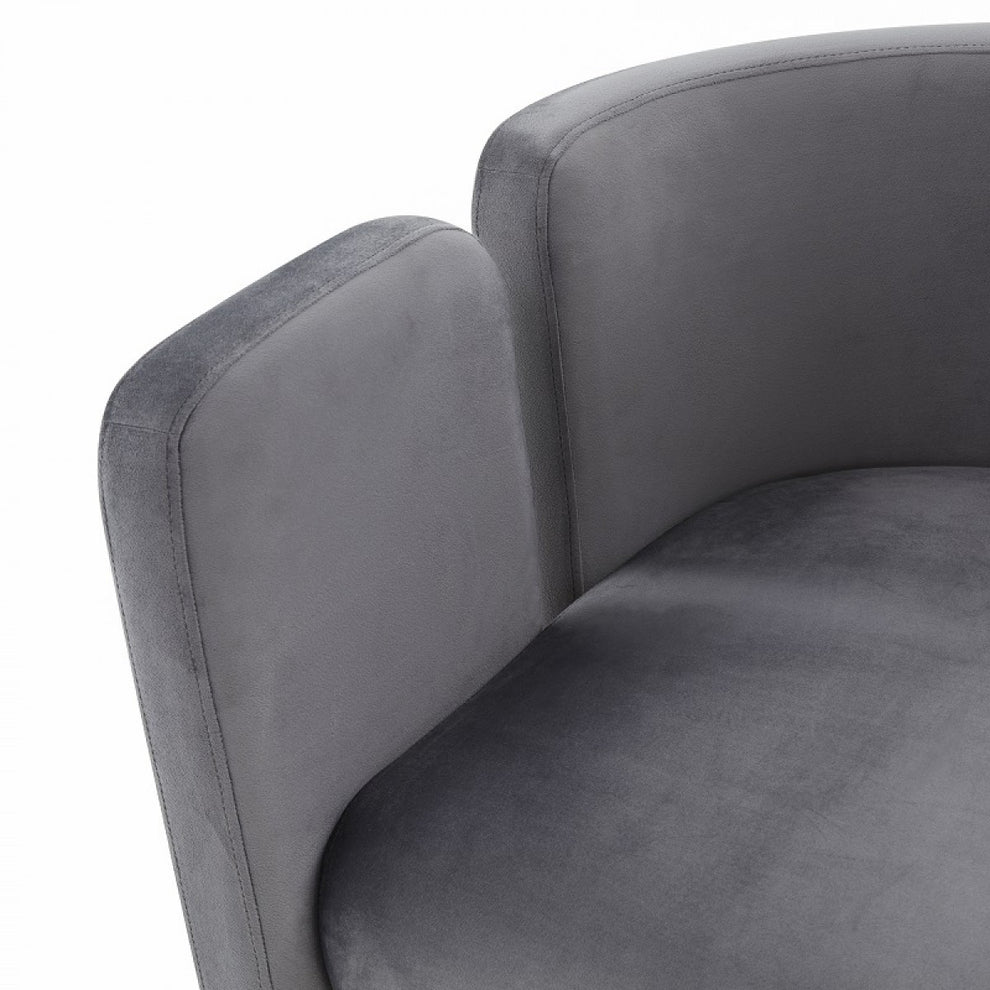 24" Grey Velvet Asymmetrical Base Arm Chair By Homeroots | Armchairs | Modishstore - 6