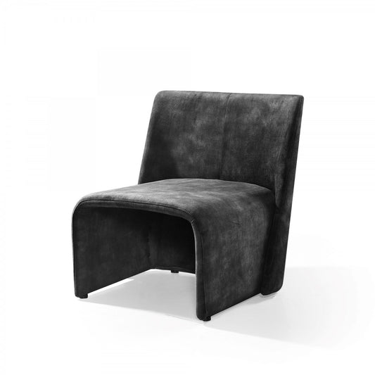 28" Dark Grey Velvet Solid Color Side Chair By Homeroots | Armchairs | Modishstore