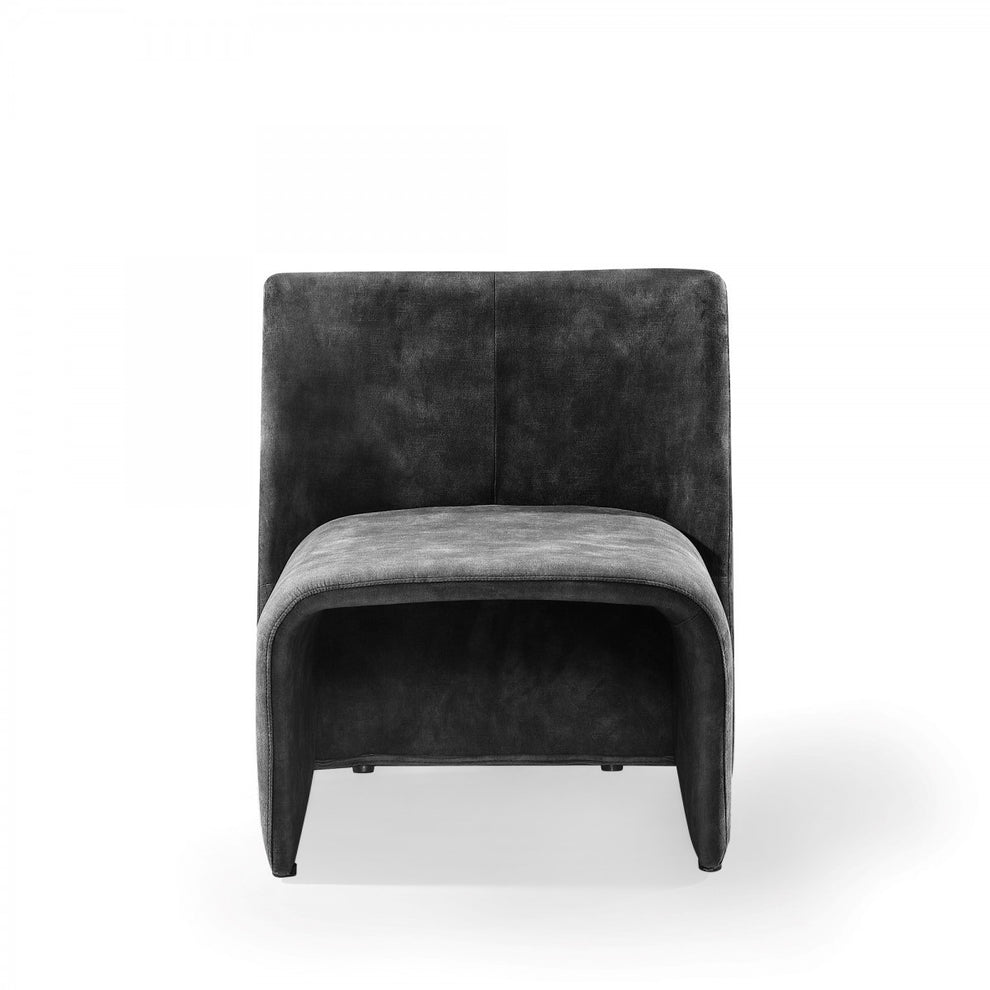 28" Dark Grey Velvet Solid Color Side Chair By Homeroots | Armchairs | Modishstore - 2