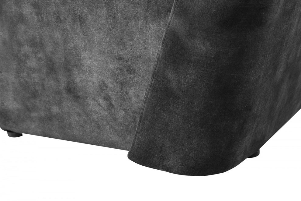 28" Dark Grey Velvet Solid Color Side Chair By Homeroots | Armchairs | Modishstore - 4