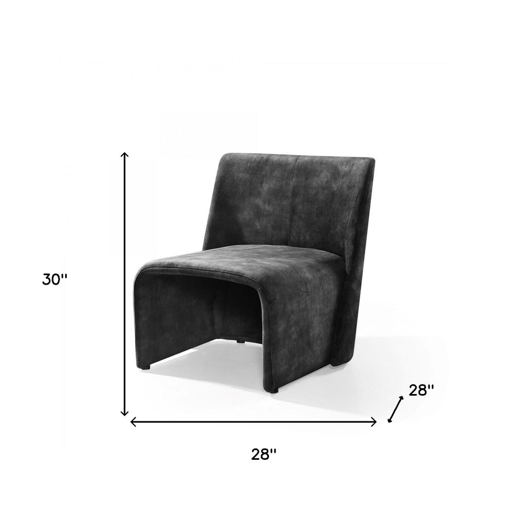 28" Dark Grey Velvet Solid Color Side Chair By Homeroots | Armchairs | Modishstore - 5
