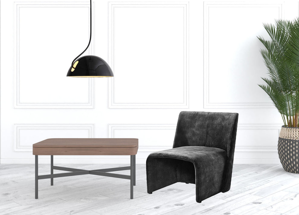 28" Dark Grey Velvet Solid Color Side Chair By Homeroots | Armchairs | Modishstore - 3