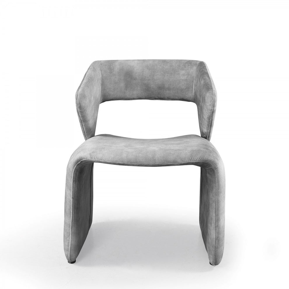 25" Light Grey Velvet Solid Color Side Chair By Homeroots | Armchairs | Modishstore - 2