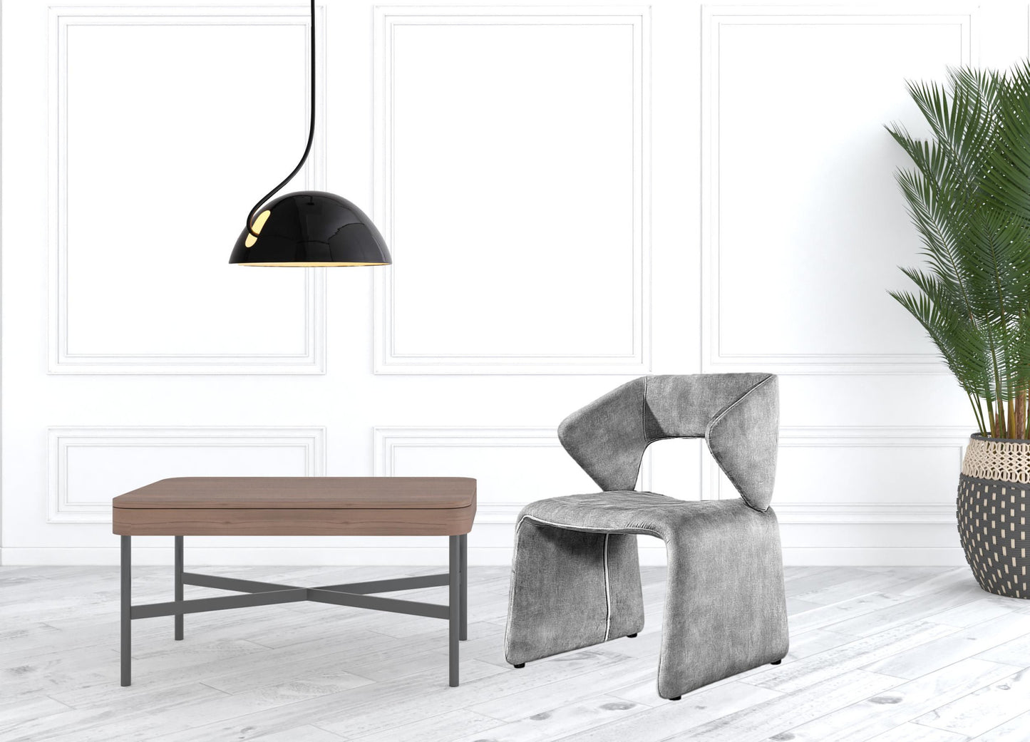 25" Light Grey Velvet Solid Color Side Chair By Homeroots | Armchairs | Modishstore - 3