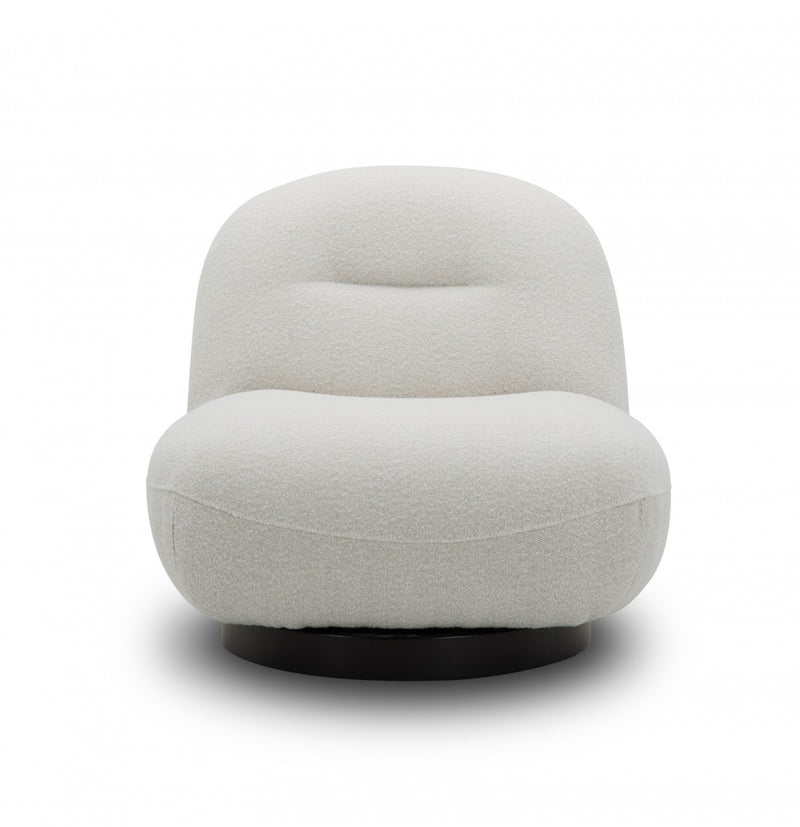 33" Cream 100% Polyester Solid Color Swivel Lounge Chair By Homeroots | Armchairs | Modishstore