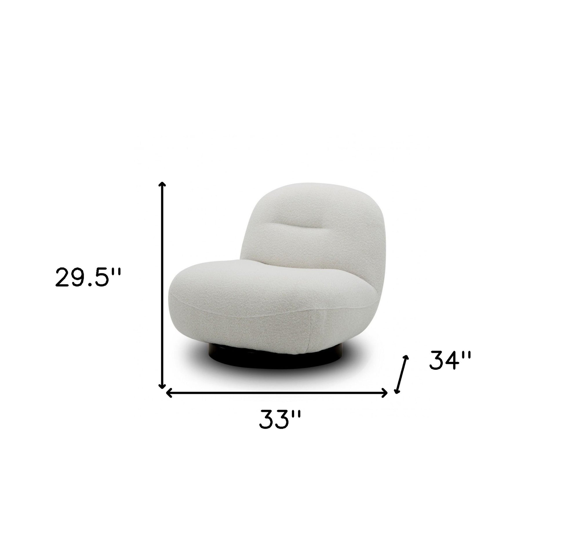 33" Cream 100% Polyester Solid Color Swivel Lounge Chair By Homeroots | Armchairs | Modishstore - 5