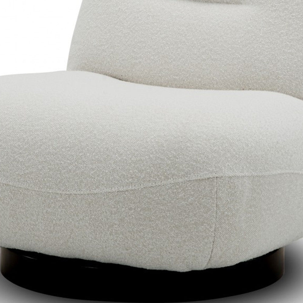 33" Cream 100% Polyester Solid Color Swivel Lounge Chair By Homeroots | Armchairs | Modishstore - 4