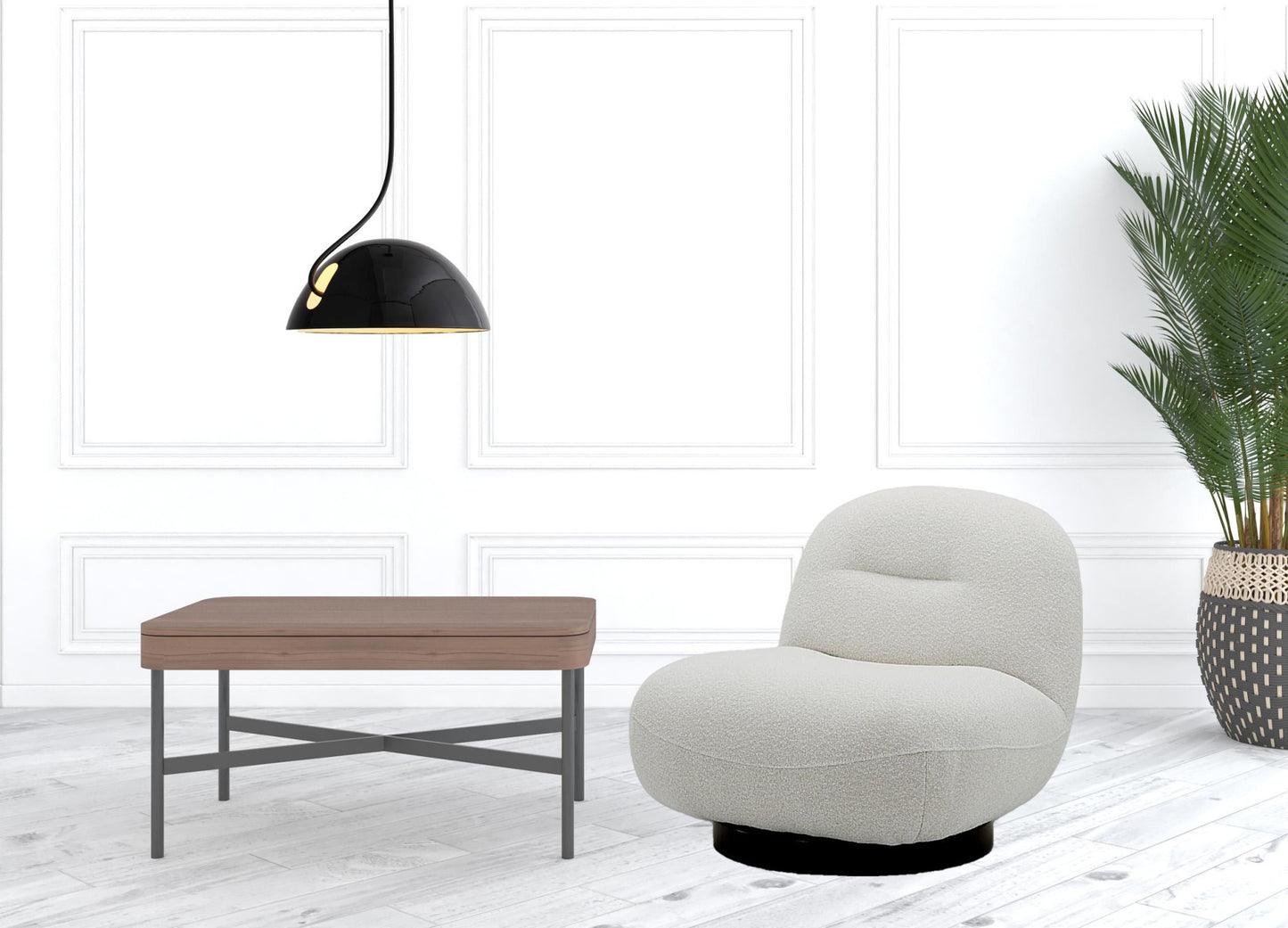 33" Cream 100% Polyester Solid Color Swivel Lounge Chair By Homeroots | Armchairs | Modishstore - 3