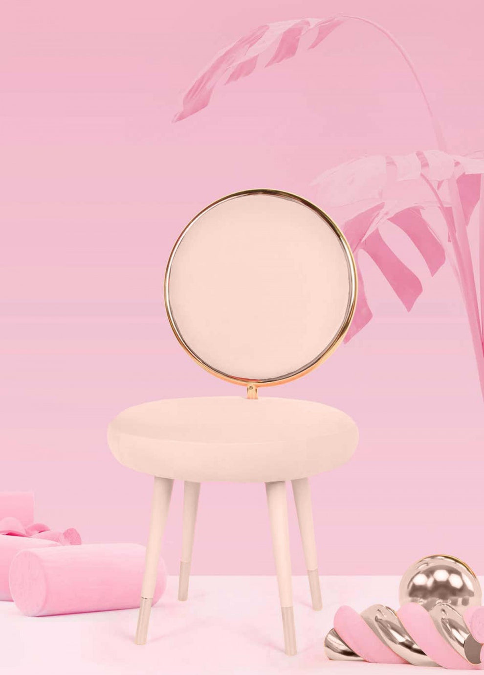 Set Of Two 21" Pink Velvet And Pink And Gold Solid Color Side Chair By Homeroots | Armchairs | Modishstore - 6