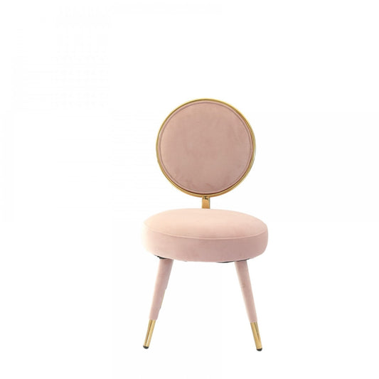 Set Of Two 21" Pink Velvet And Pink And Gold Solid Color Side Chair By Homeroots | Armchairs | Modishstore