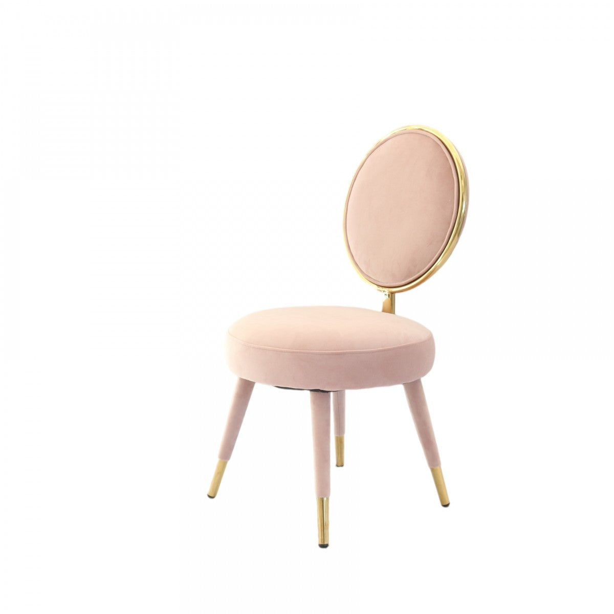 Set Of Two 21" Pink Velvet And Pink And Gold Solid Color Side Chair By Homeroots | Armchairs | Modishstore - 2