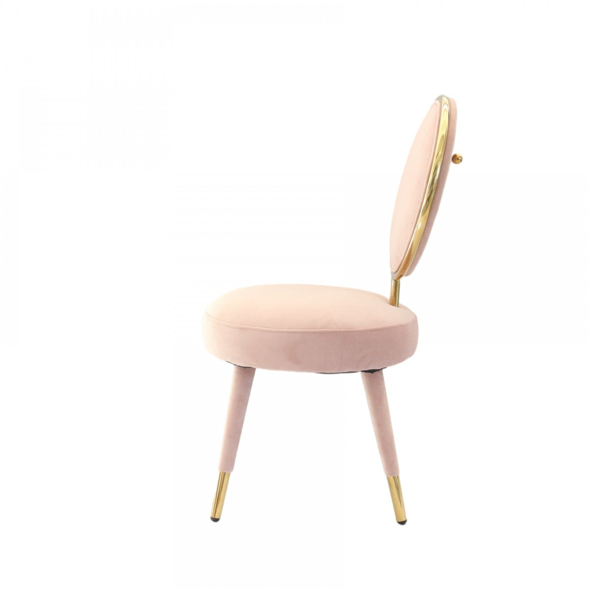 Set Of Two 21" Pink Velvet And Pink And Gold Solid Color Side Chair By Homeroots | Armchairs | Modishstore - 3