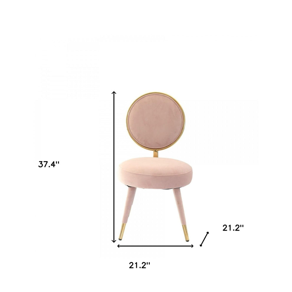 Set Of Two 21" Pink Velvet And Pink And Gold Solid Color Side Chair By Homeroots | Armchairs | Modishstore - 7