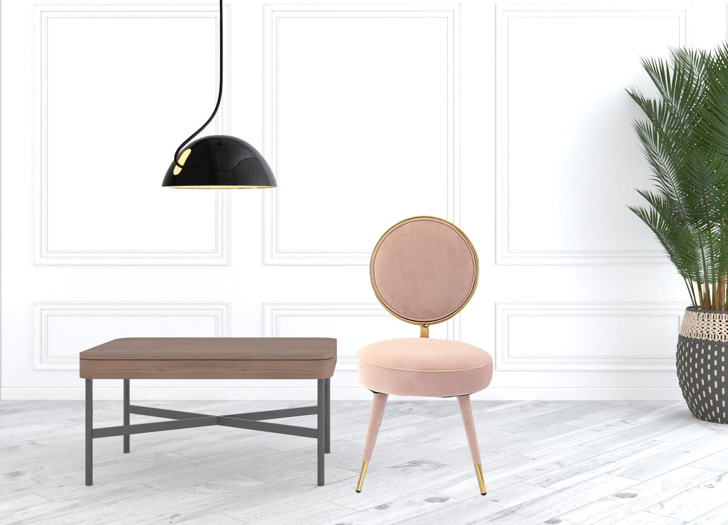 Set Of Two 21" Pink Velvet And Pink And Gold Solid Color Side Chair By Homeroots | Armchairs | Modishstore - 5